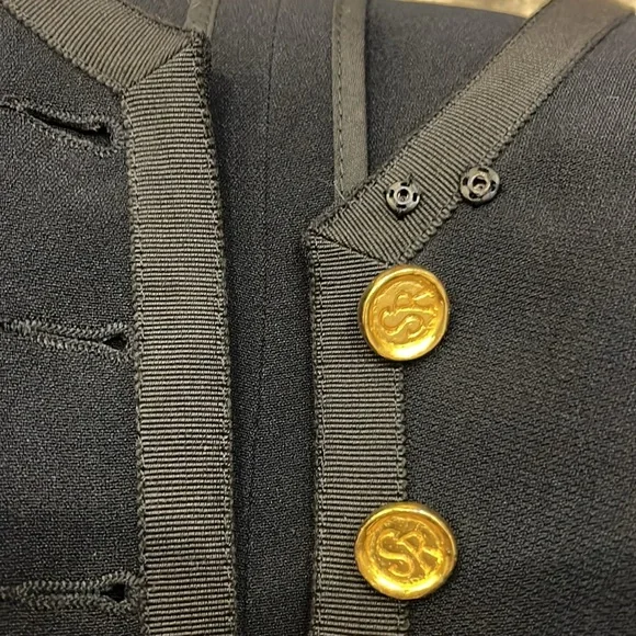 Sonia Rykiel V-neck Button Down Black Button Detail Blazer Women Size 44